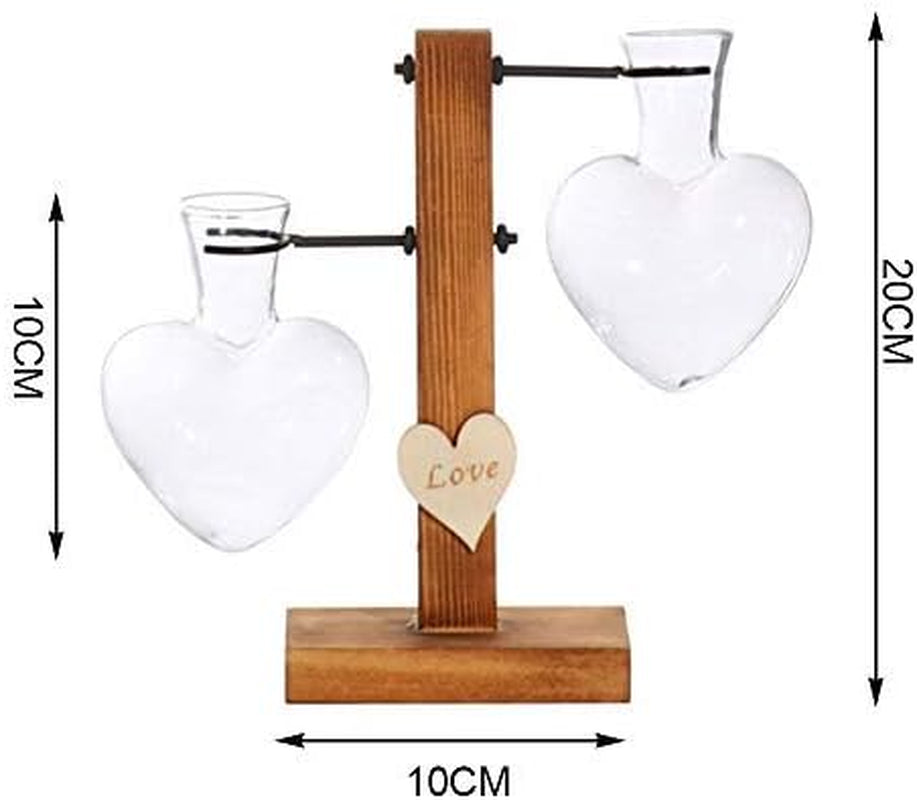 Hydroponic Vase Propagation Station Vintage Desktop Plant Terrarium Planter Bulb Vase Water Planting Propagation Heart （2 Bulb Vase
