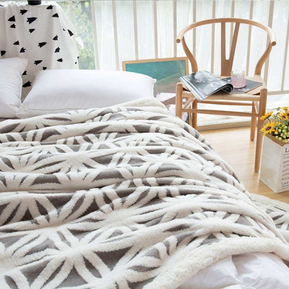 Sherpa Fleece Blanket for Mom Cozy Soft Throw Blanket for Women Men Easter Gifts Dual Sided Couch Sofa Bed Blanket (Grey, 71''X 80'')