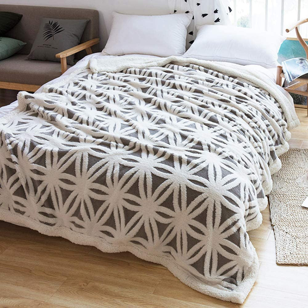 Sherpa Fleece Blanket for Mom Cozy Soft Throw Blanket for Women Men Easter Gifts Dual Sided Couch Sofa Bed Blanket (Grey, 71''X 80'')