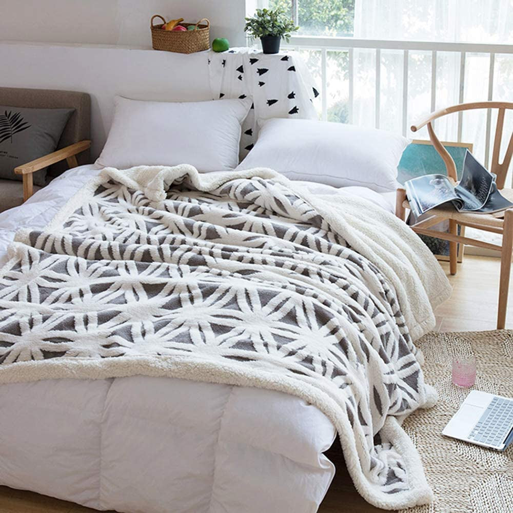 Sherpa Fleece Blanket for Mom Cozy Soft Throw Blanket for Women Men Easter Gifts Dual Sided Couch Sofa Bed Blanket (Grey, 71''X 80'')