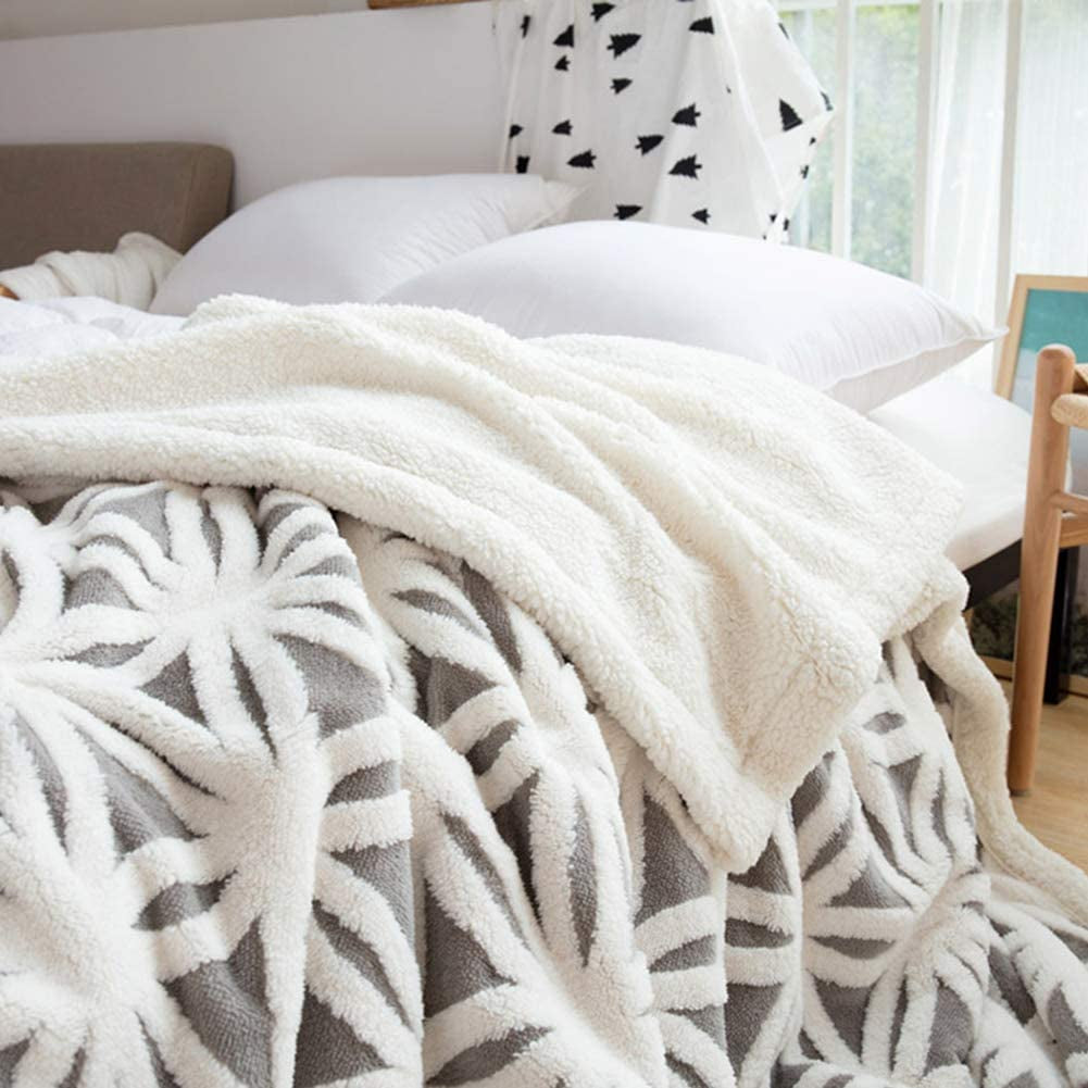 Sherpa Fleece Blanket for Mom Cozy Soft Throw Blanket for Women Men Easter Gifts Dual Sided Couch Sofa Bed Blanket (Grey, 71''X 80'')
